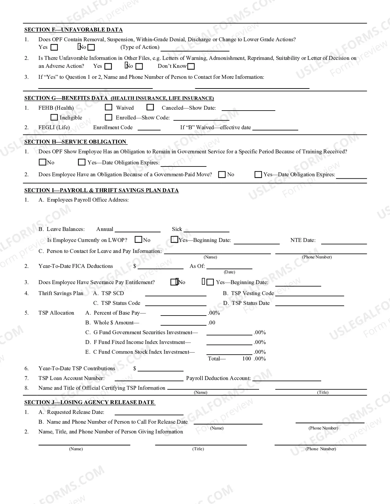 Preview Pre-Employment Information