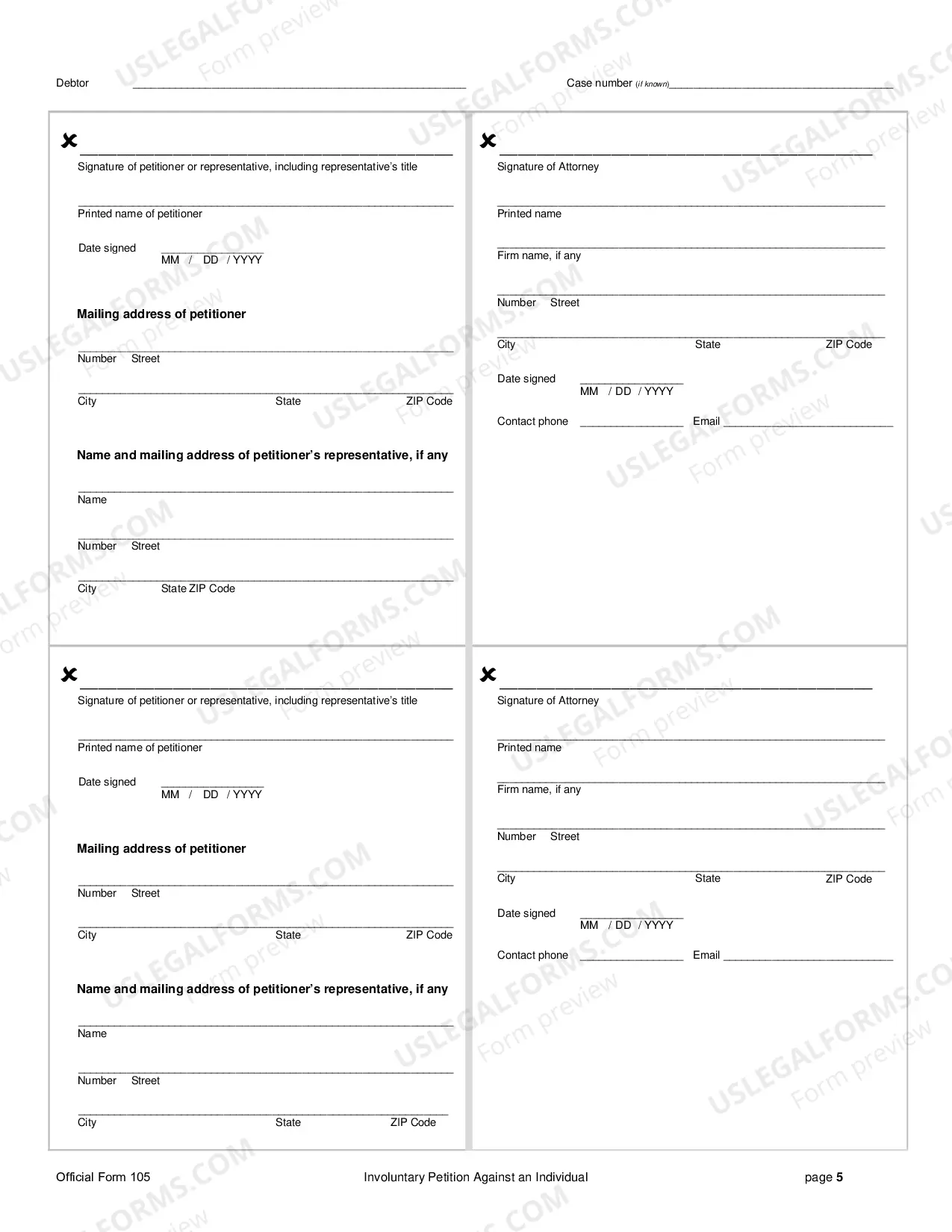 Preview Involuntary Petition Against an Individual