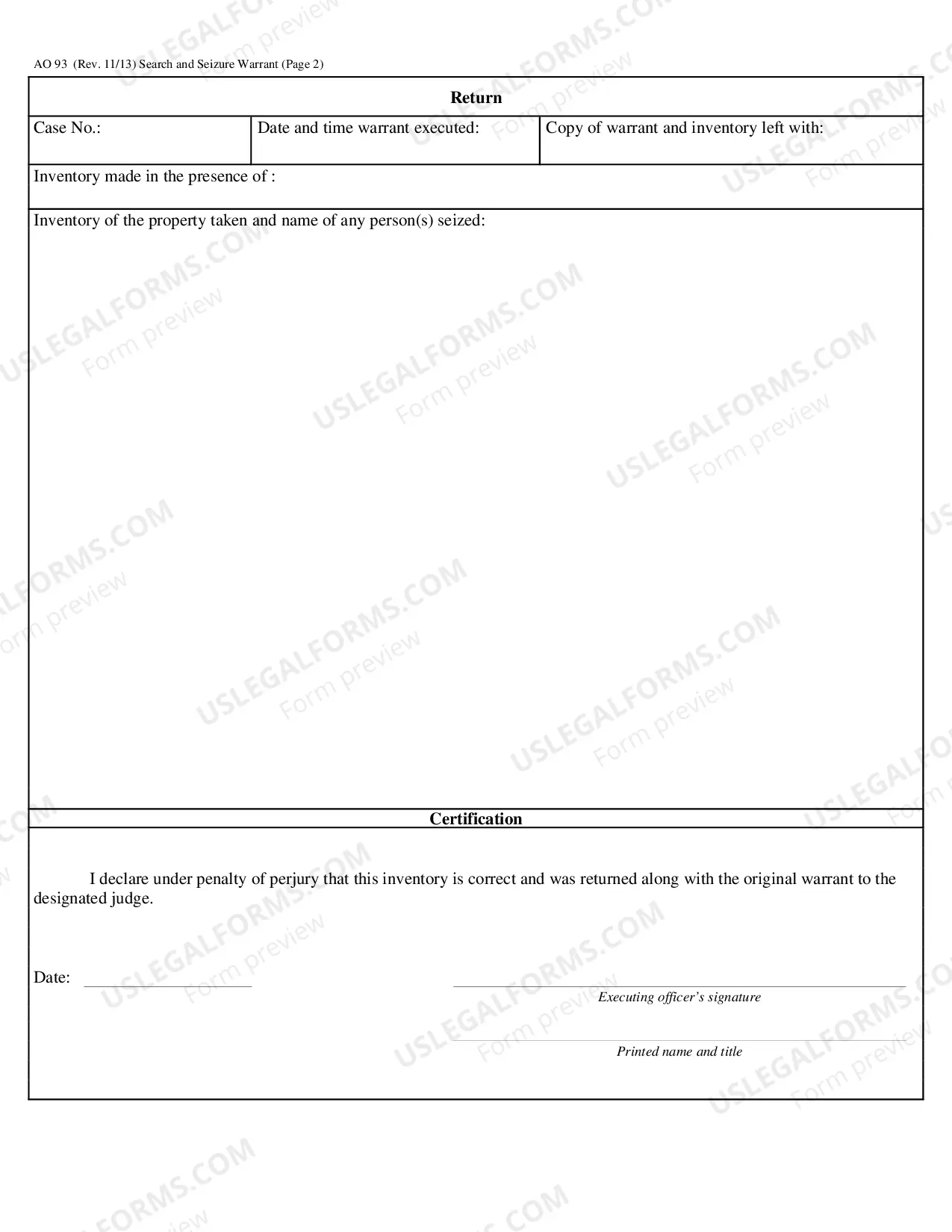 Preview Search and Seizure Warrant