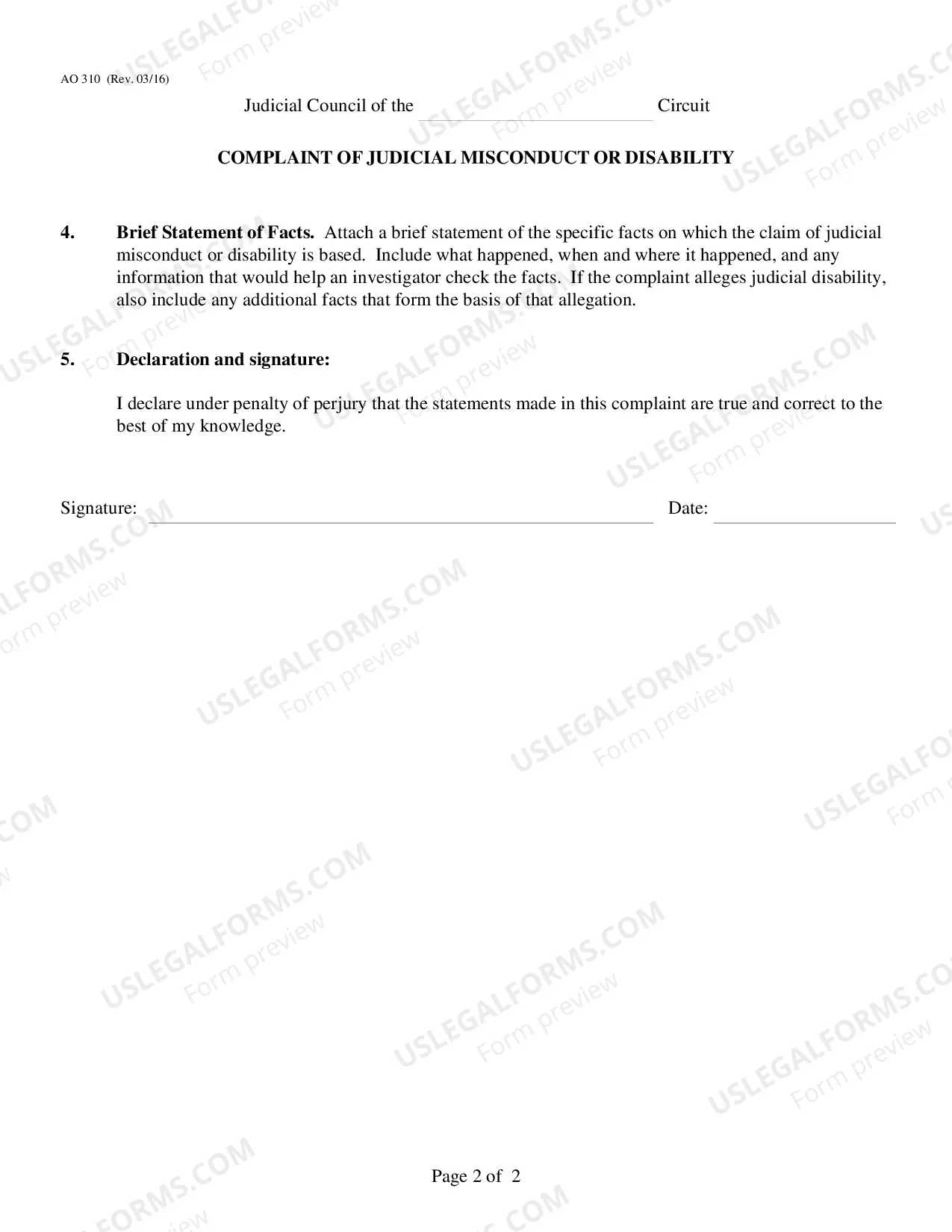 Preview Complaint of Judicial Misconduct or Disability