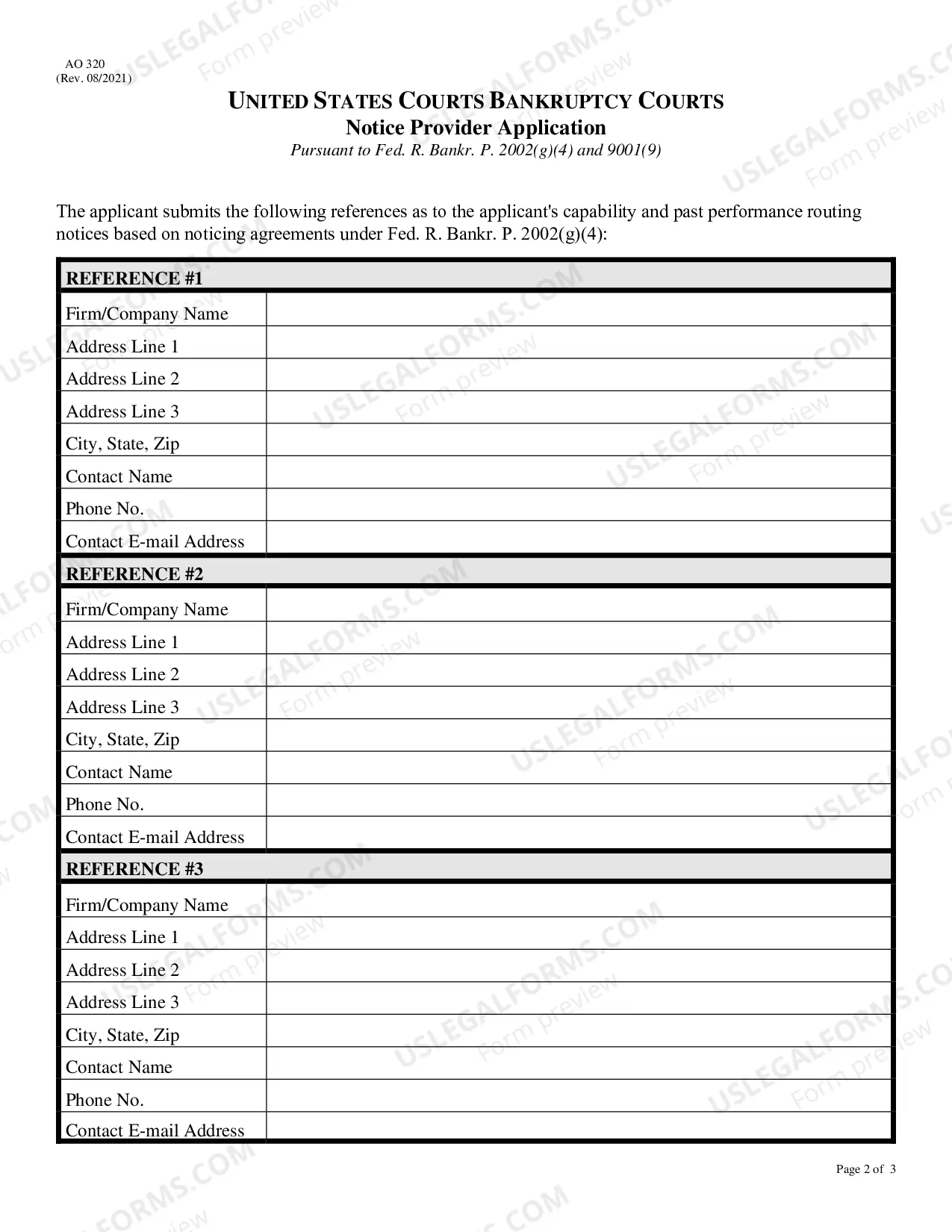 Preview Bankruptcy Notice Provider Application