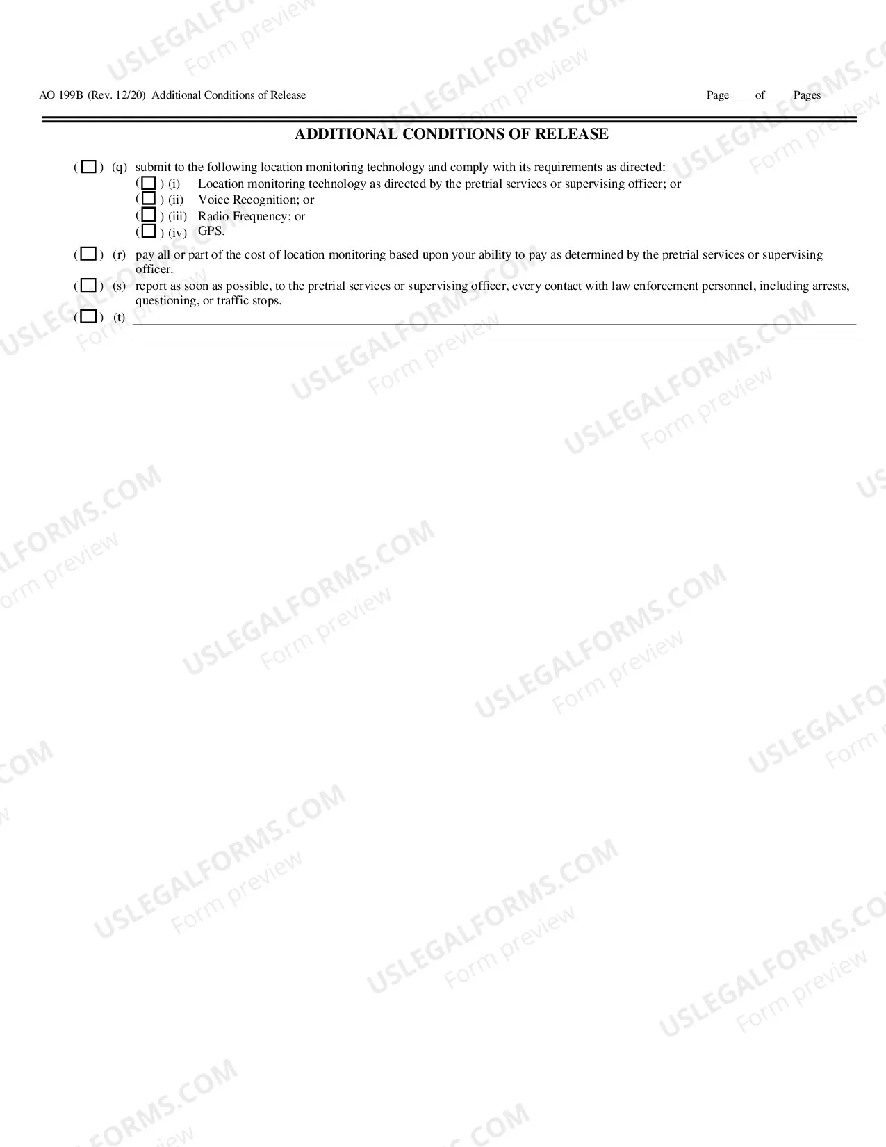 Preview Additional Conditions of Release