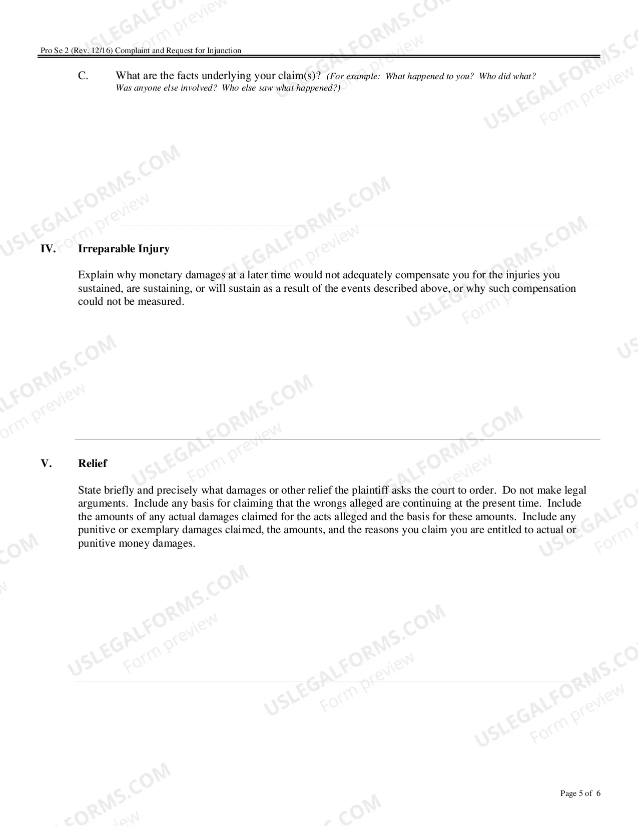 Preview Complaint and Request for Injunction