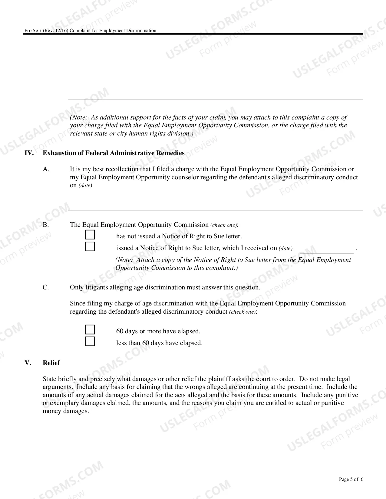 Preview Complaint for Employment Discrimination