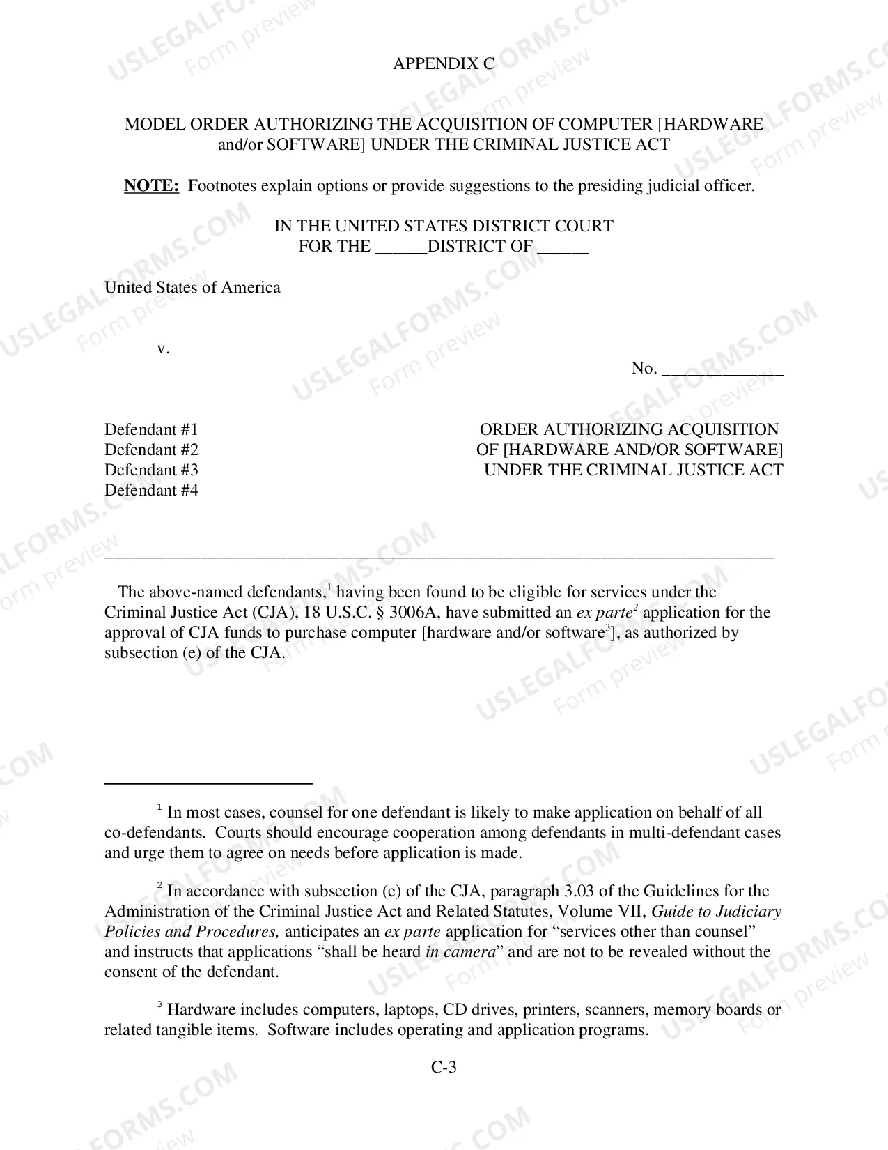 Preview Appendix C Advance Authorization for Investigative, Expert or Other Services