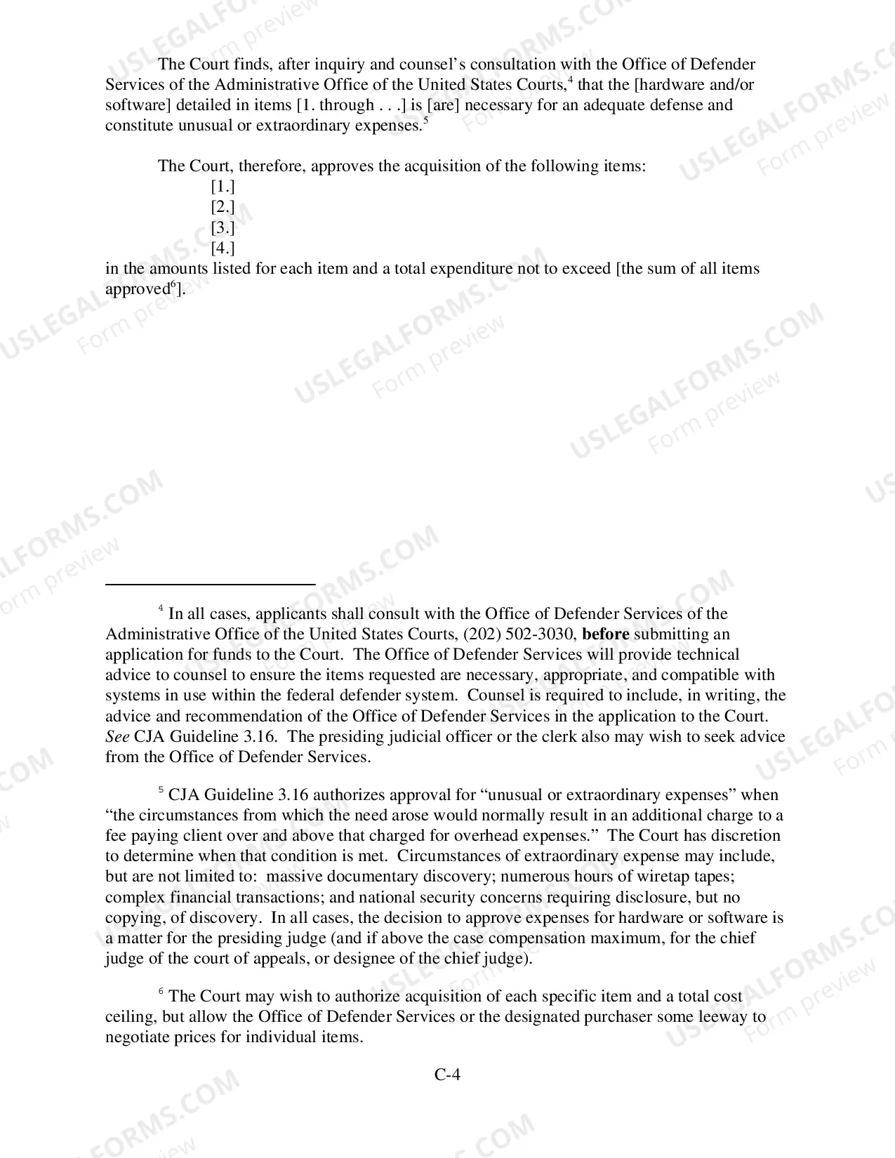 Preview Appendix C Advance Authorization for Investigative, Expert or Other Services
