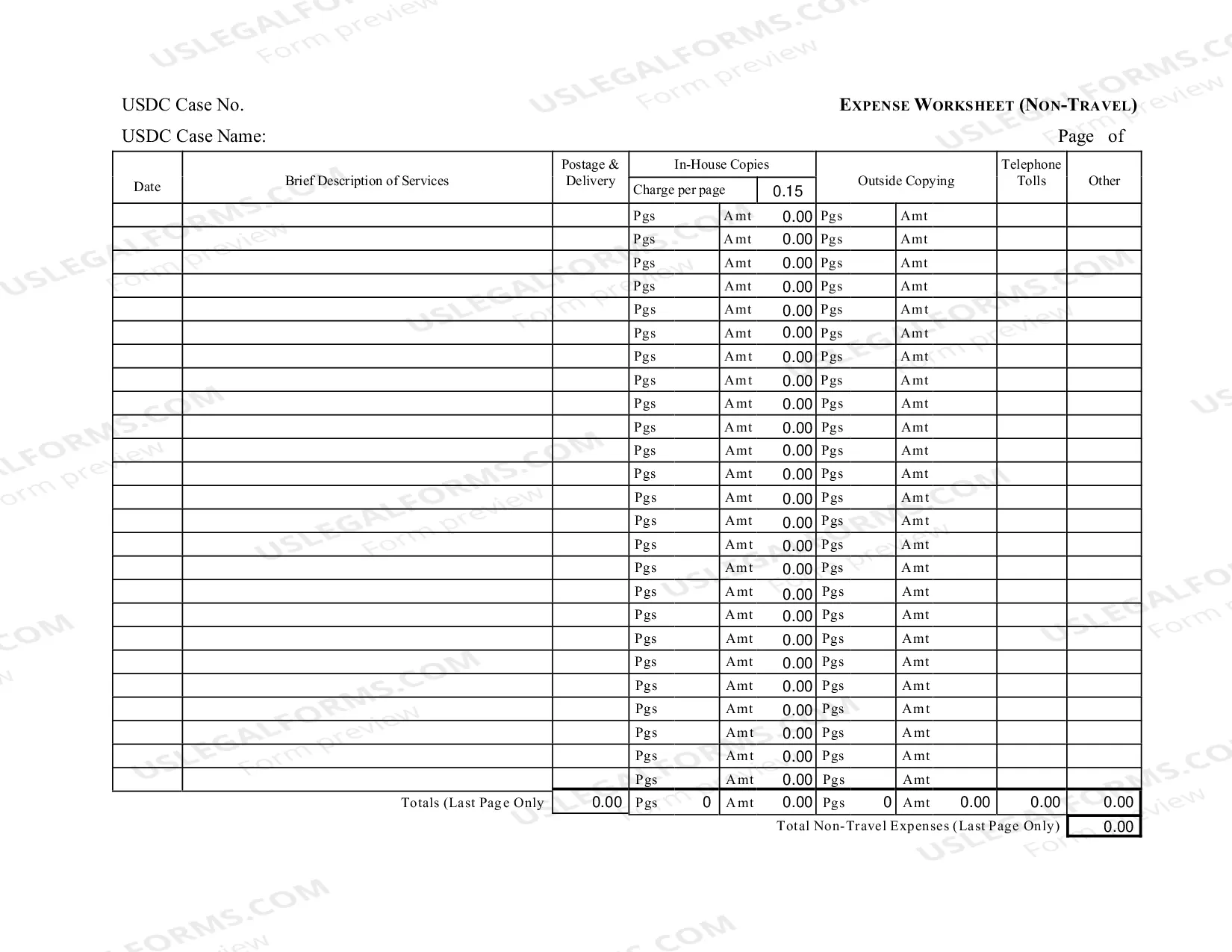 Preview CJA 20-30 Expense Worksheet (Non-Travel)