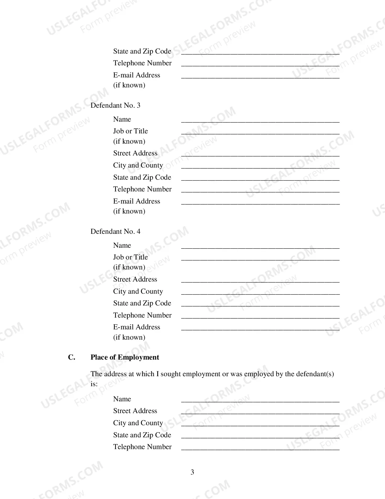 Preview Complaint for Employment Discrimination