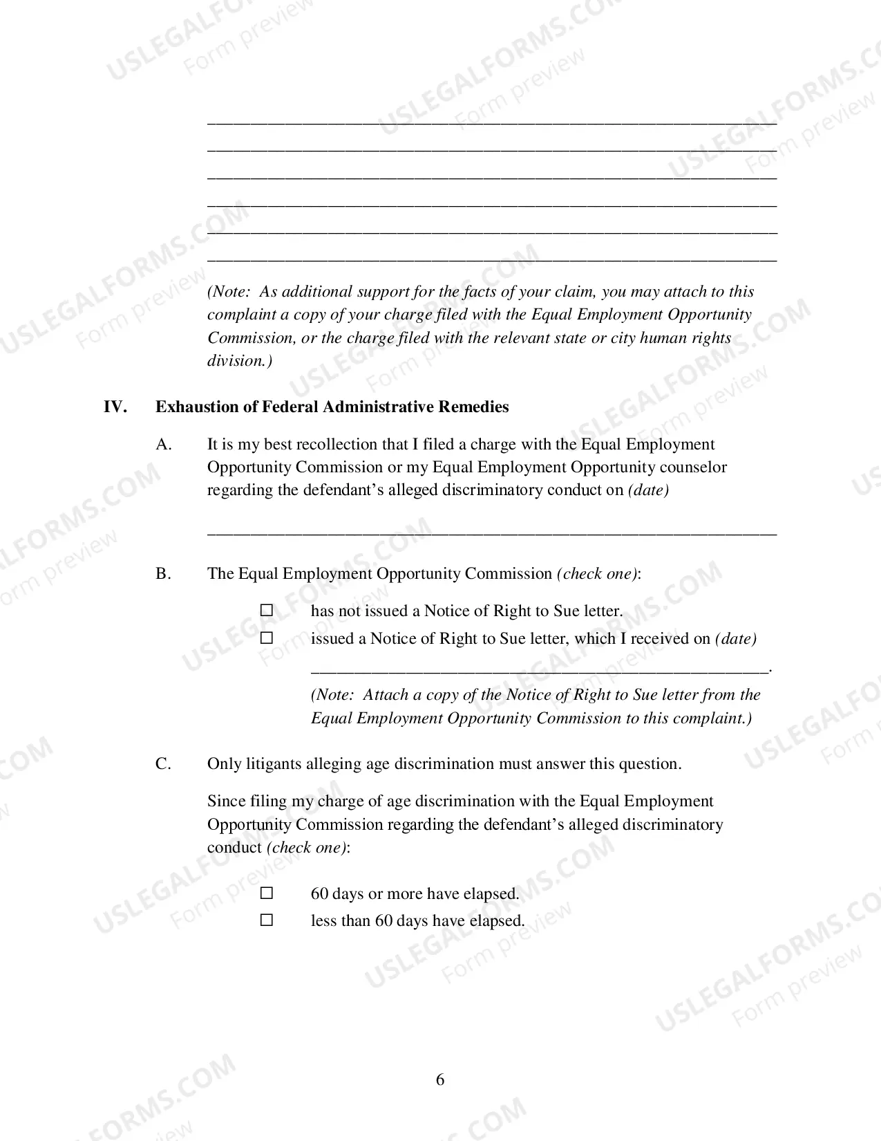 Preview Complaint for Employment Discrimination