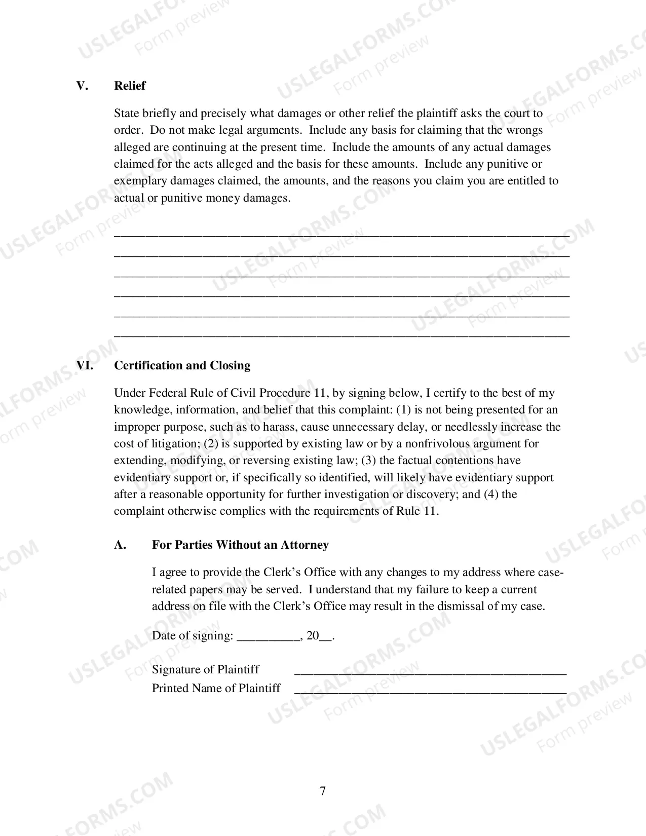 Preview Complaint for Employment Discrimination
