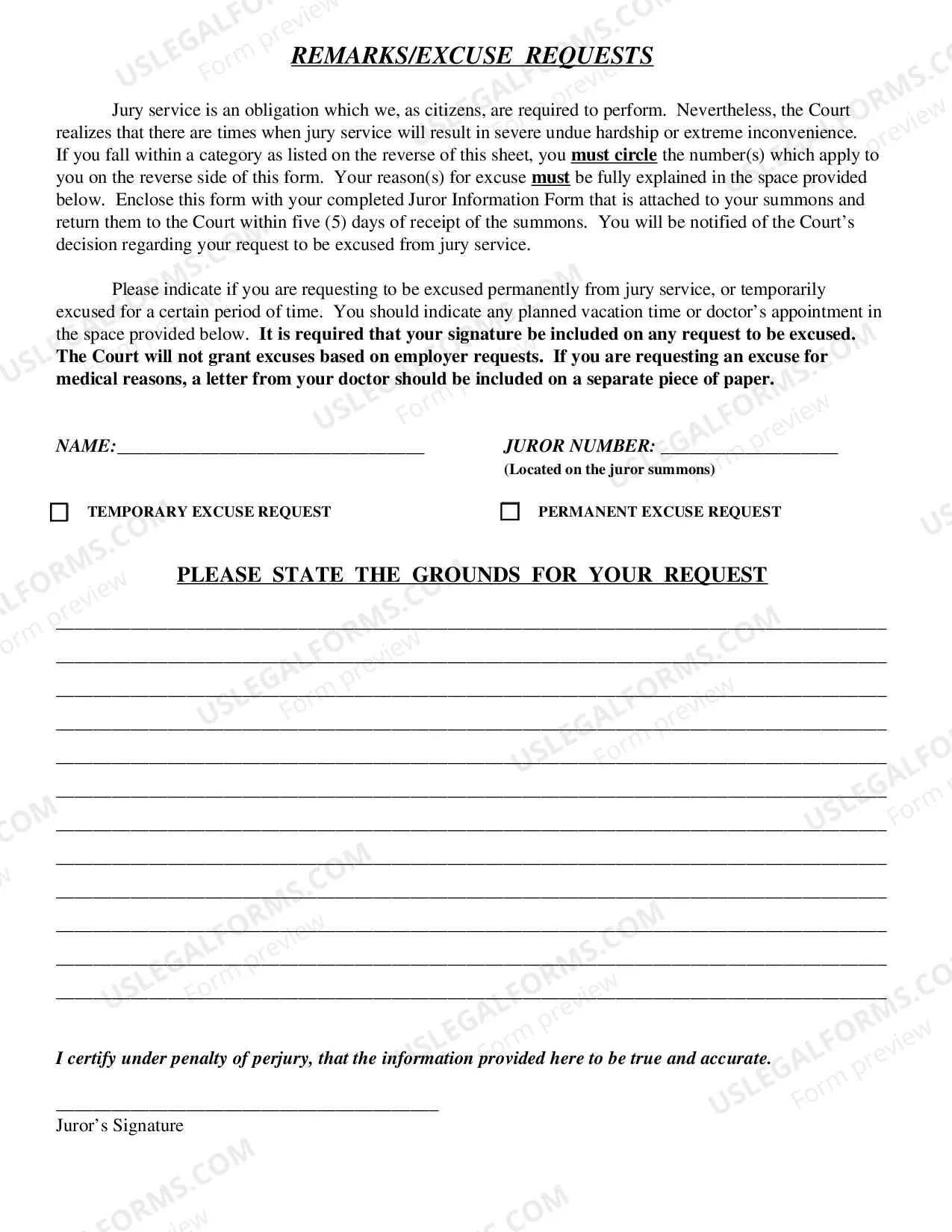 Preview Excuse from Jury