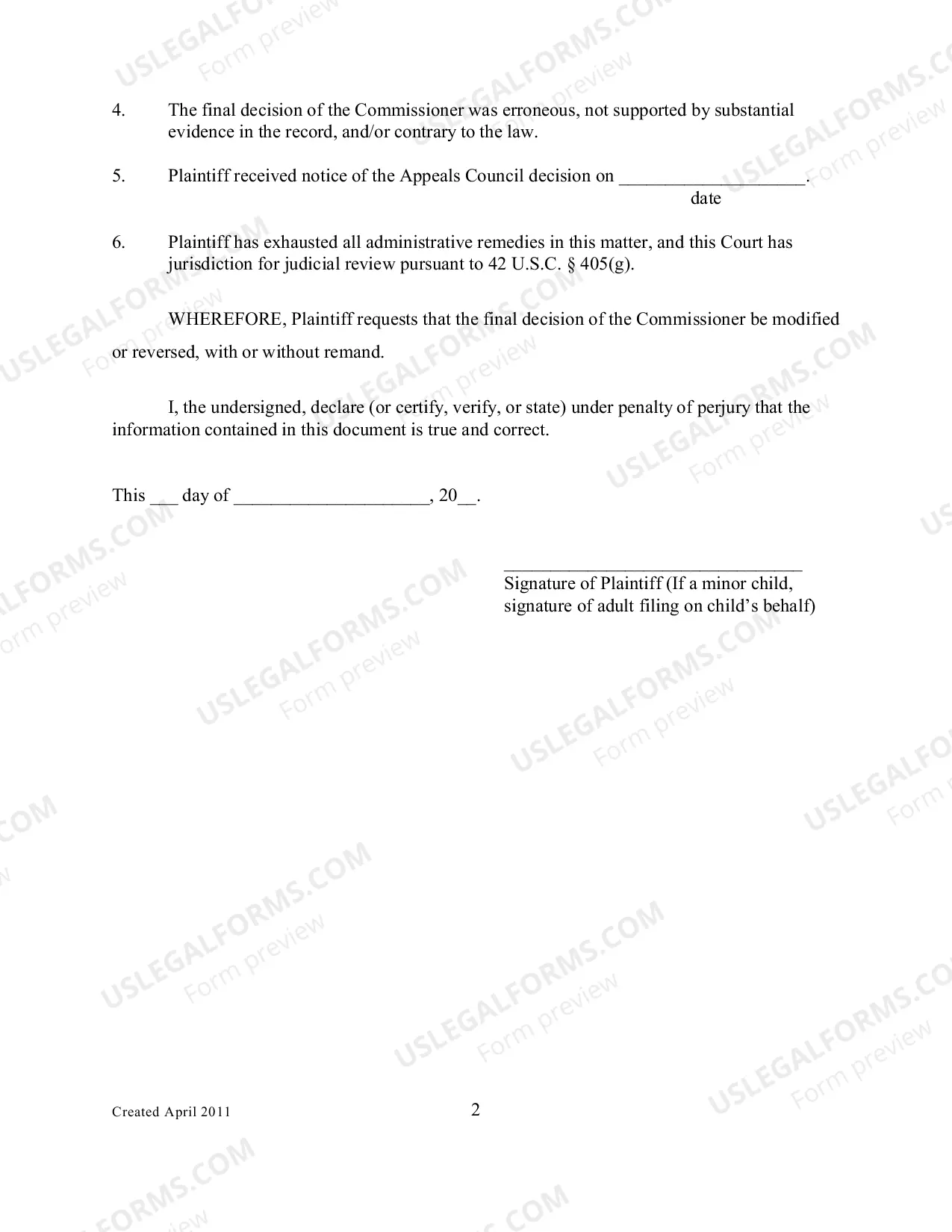 Preview Social Security Form