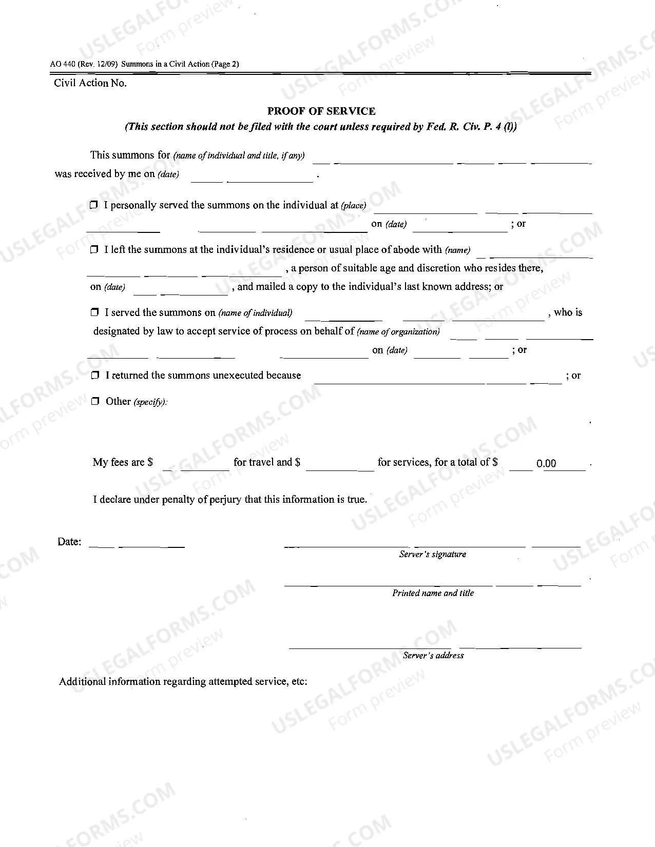 Preview Summons Form