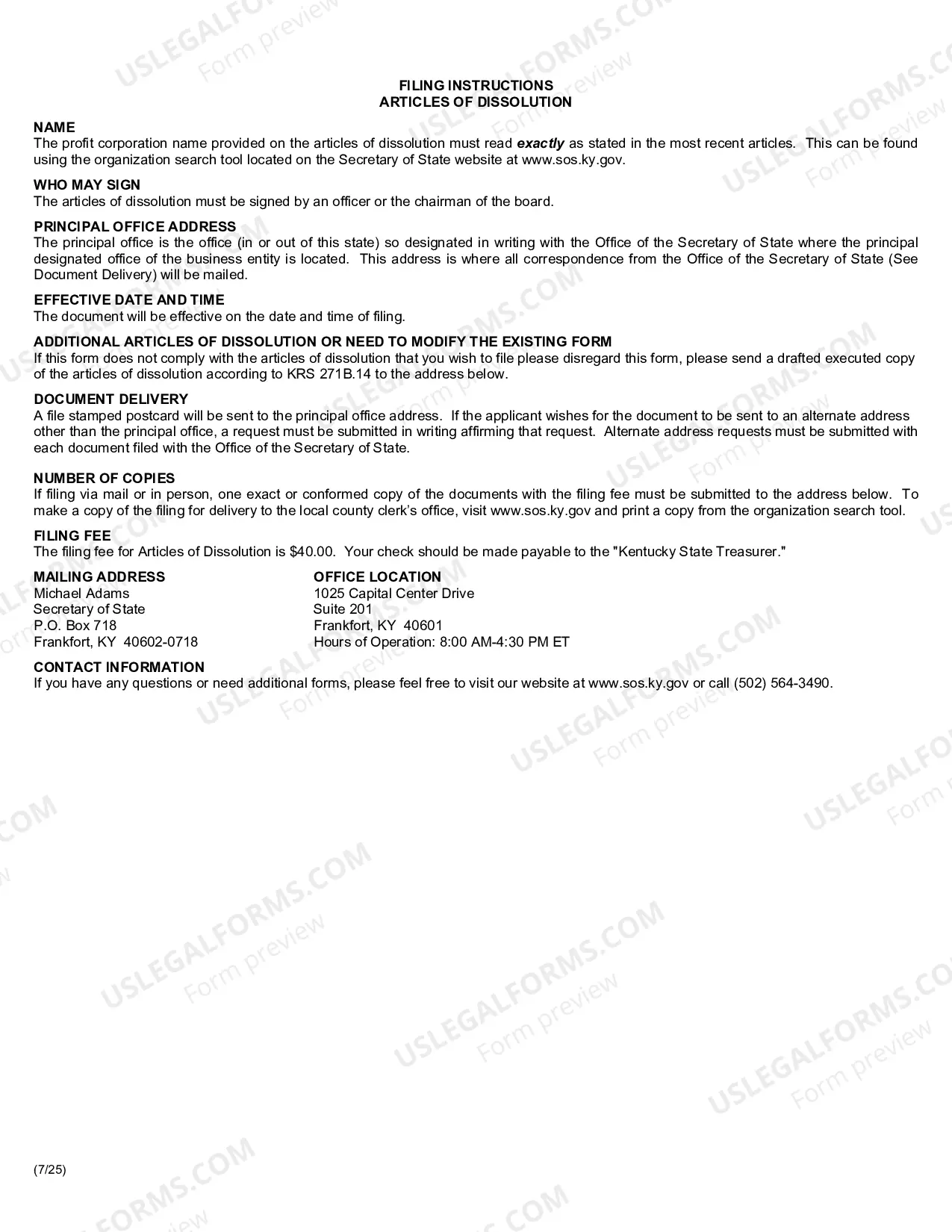 Preview Articles of Dissolution- Profit - dissolution by Board of Directors or Shareholders
