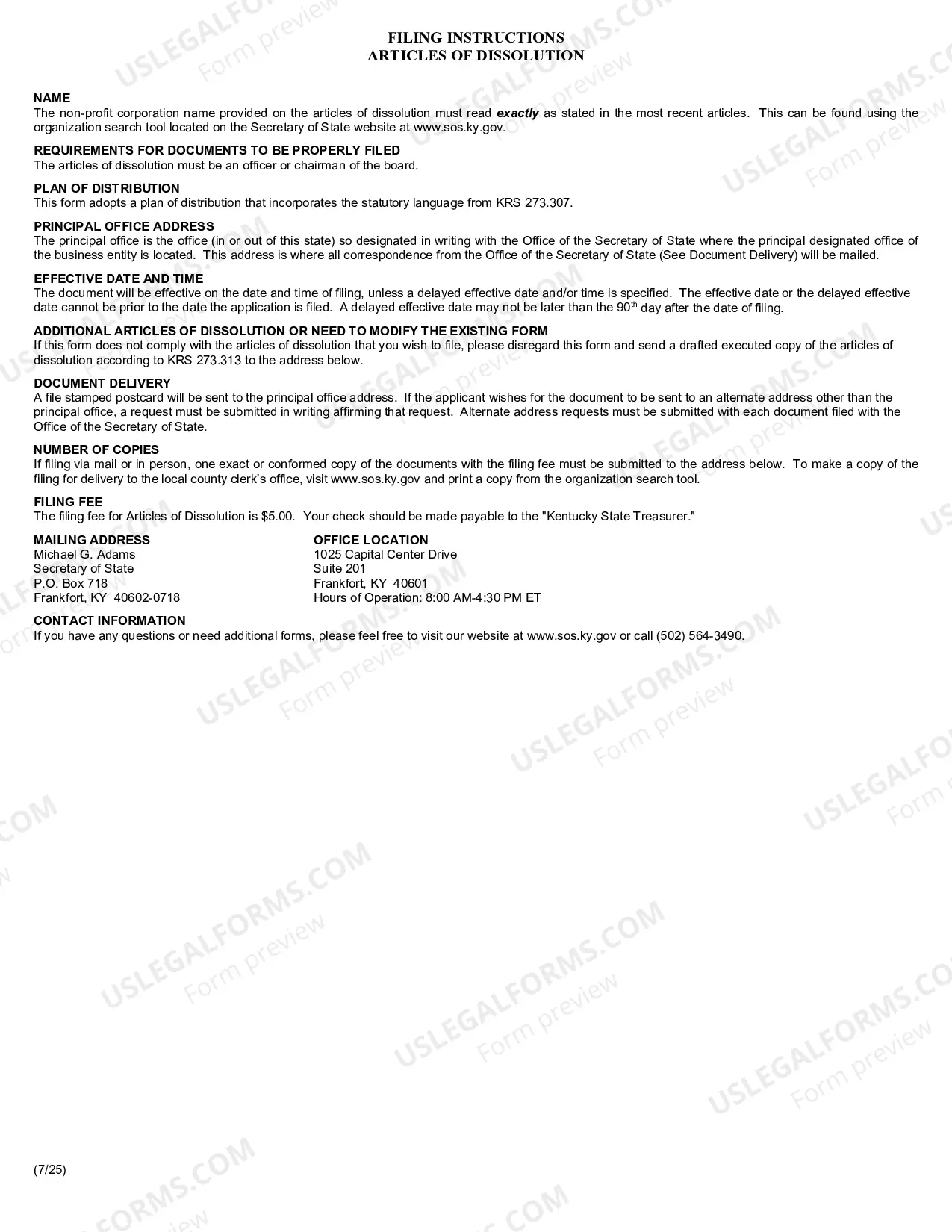 Preview Articles of Dissolution (Nonprofit Corporation)