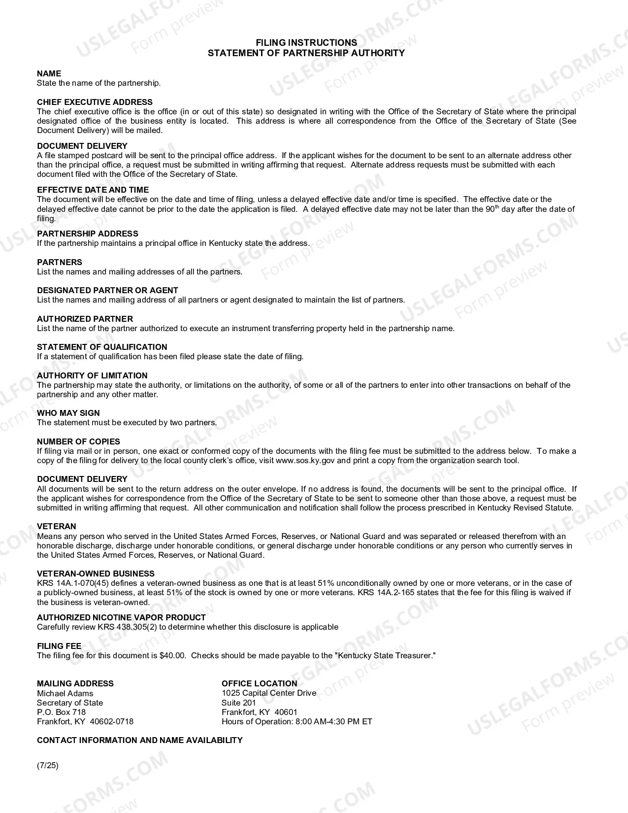 Preview Statement of Partnership Authority