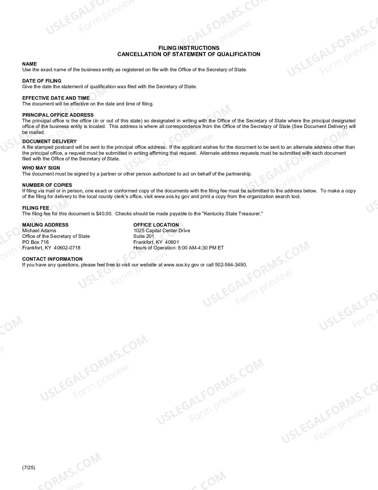 Preview Cancellation of Statement Of Qualification (Limited Liability Partnership)