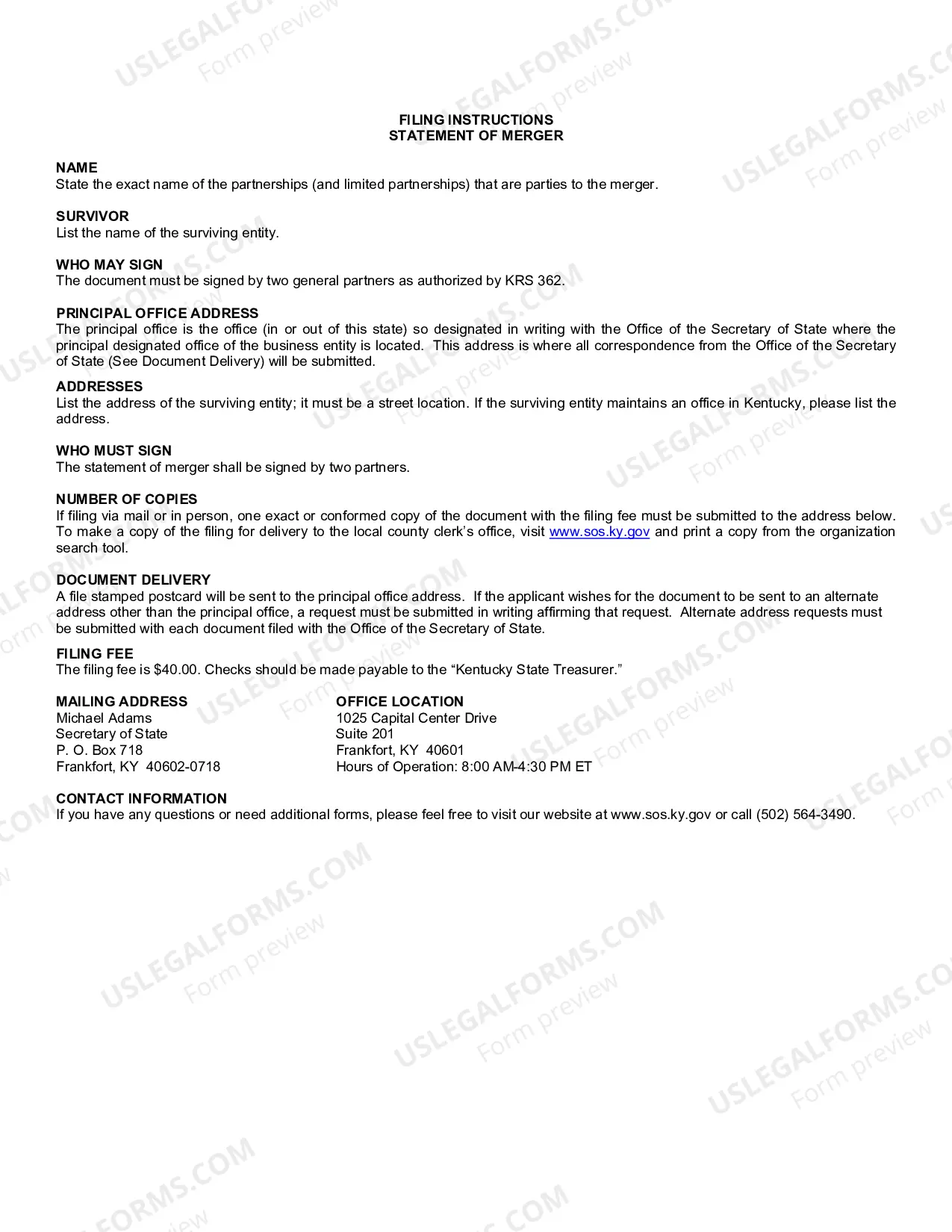 Preview Statement of Merger