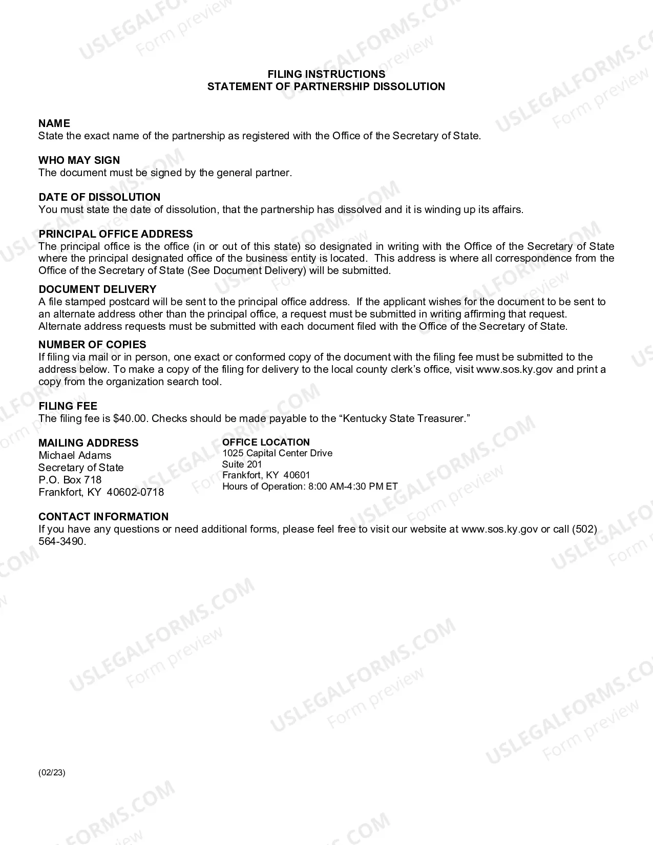 Preview Statement of Partnership Dissolution