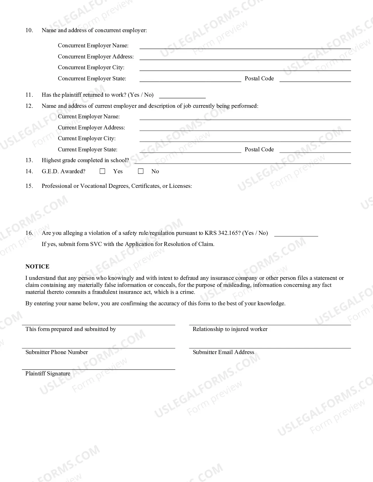 Preview Application For Resolution of A Claim - Hearing Loss