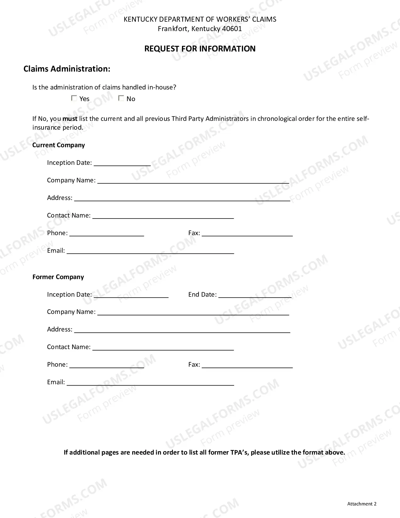Preview Request For Information (To Accompany Form SI-02)