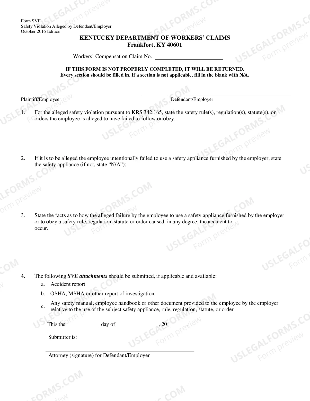 Preview Safety Violation Alleged By Defendant And Or Employer