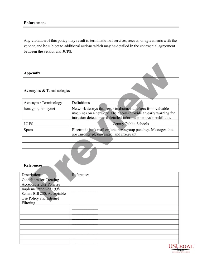 Preview Vendor Acceptable Use Agreement