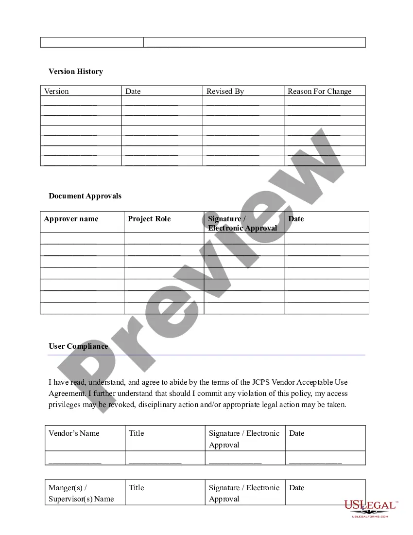 Preview Vendor Acceptable Use Agreement