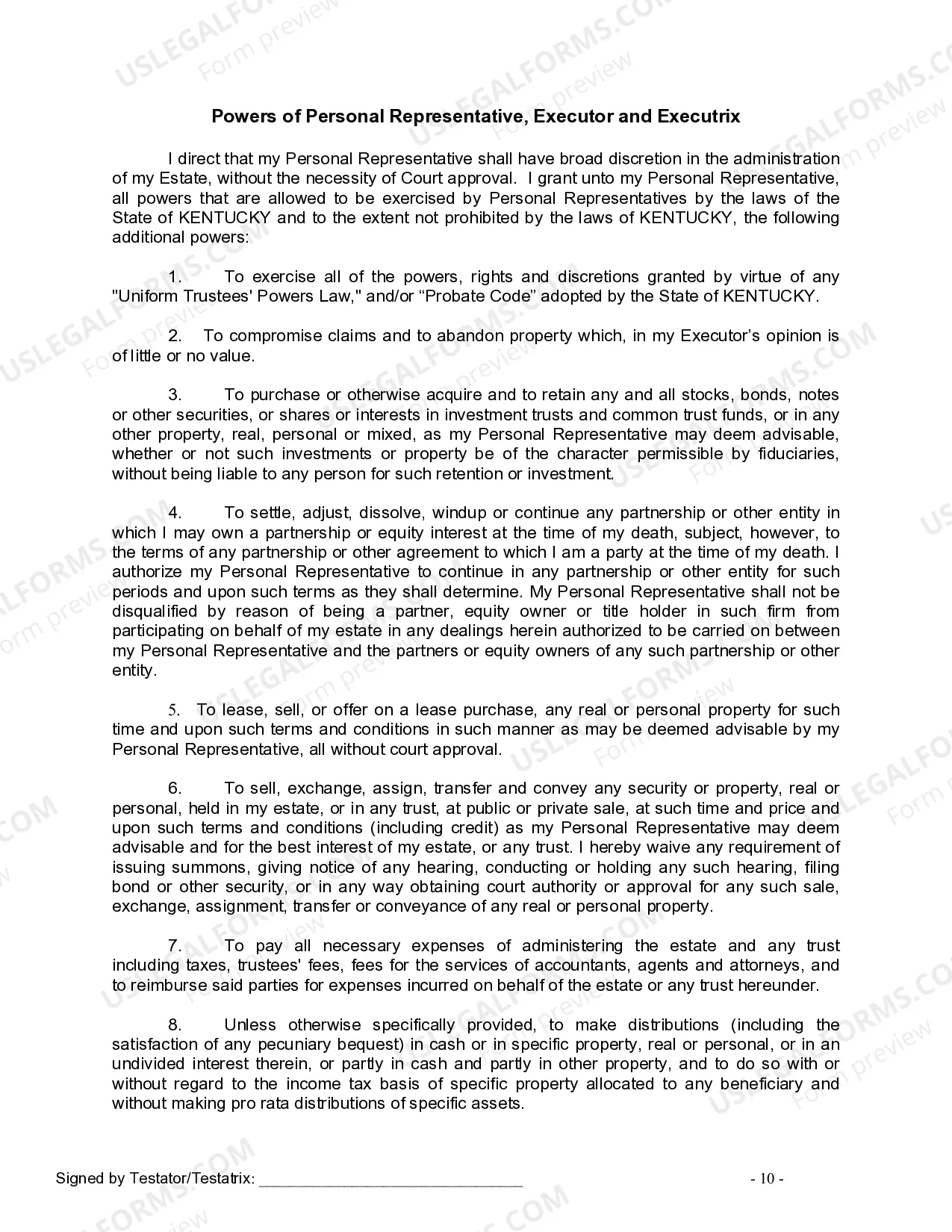 Preview Last Will and Testament for Single Person with No Children