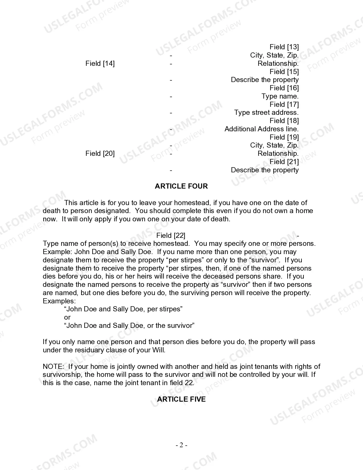 Preview Last Will and Testament for Single Person with No Children