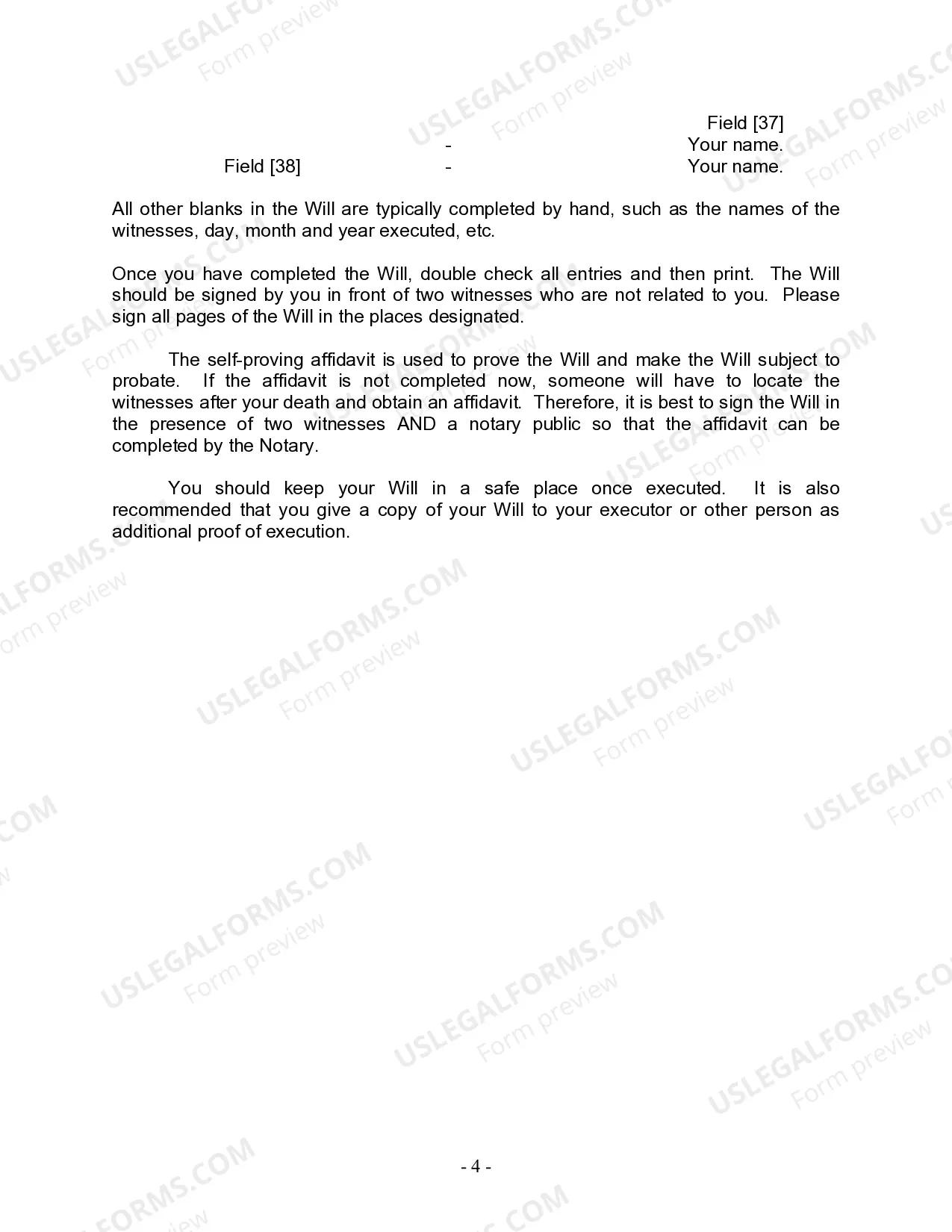 Preview Last Will and Testament for Single Person with No Children