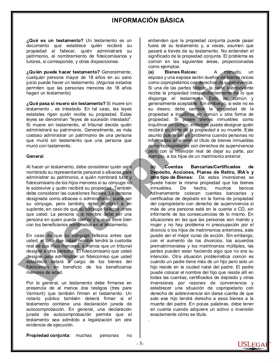 Preview Formulario Legal de Última Voluntad y Testamento para una Persona Soltera con Hijos Menores