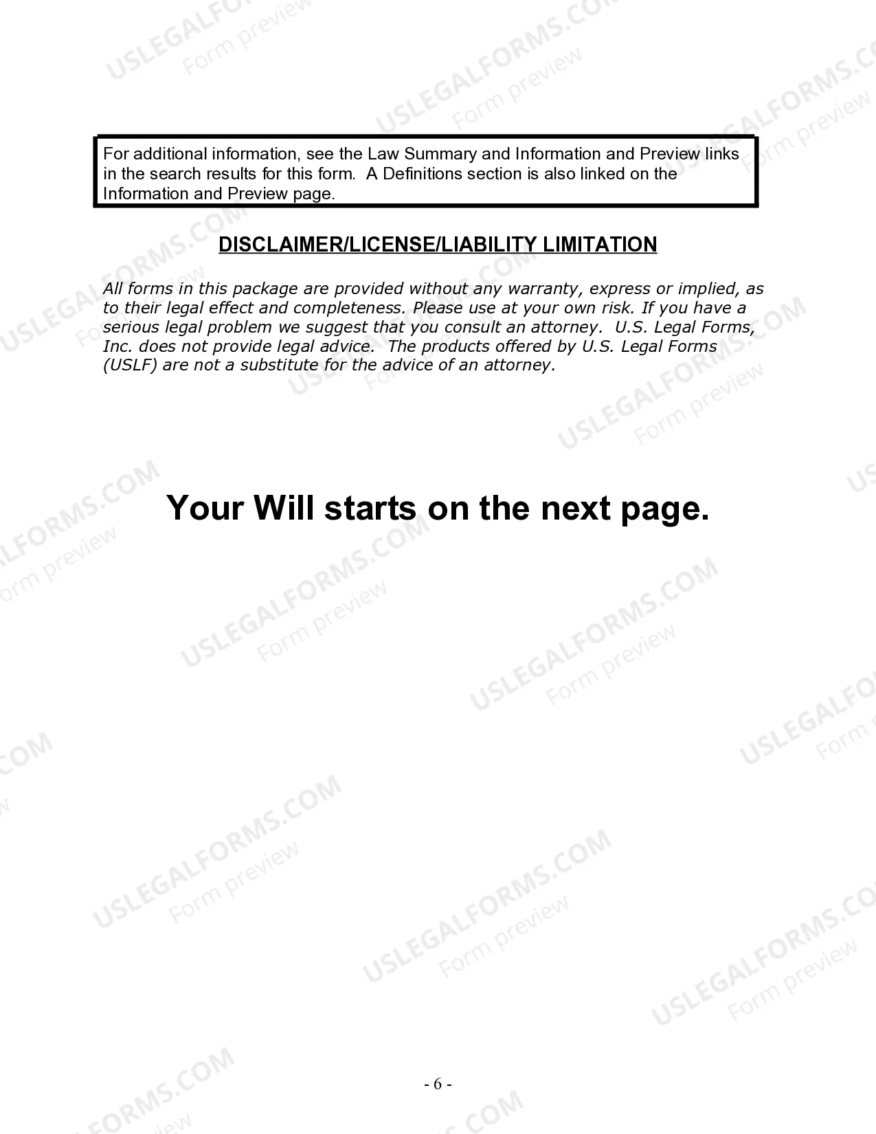 Preview Last Will and Testament for a Single Person with Minor Children