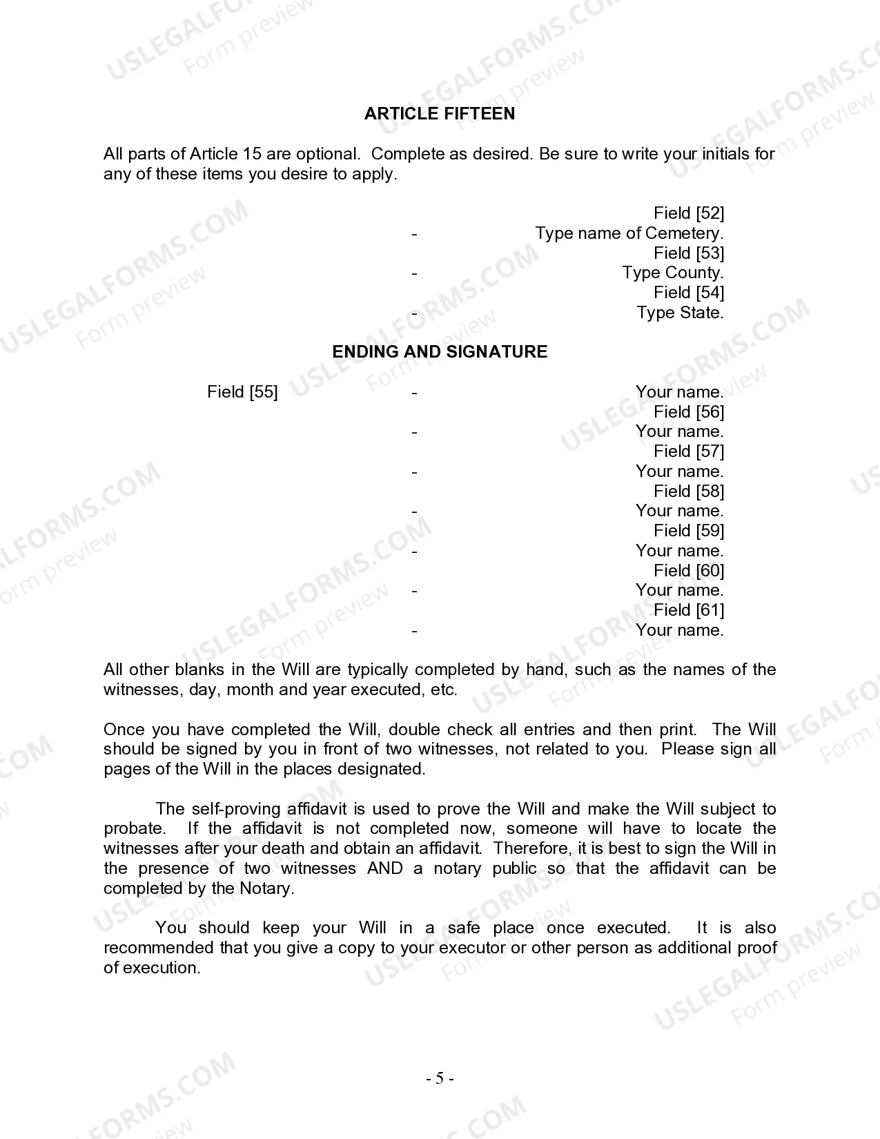 Preview Last Will and Testament for Married person with Minor Children from Prior Marriage