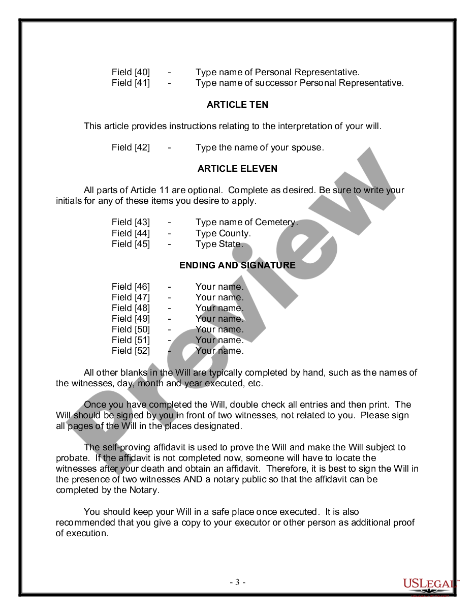 form Legal Last Will and Testament Form for Married person with Adult Children from Prior Marriage preview