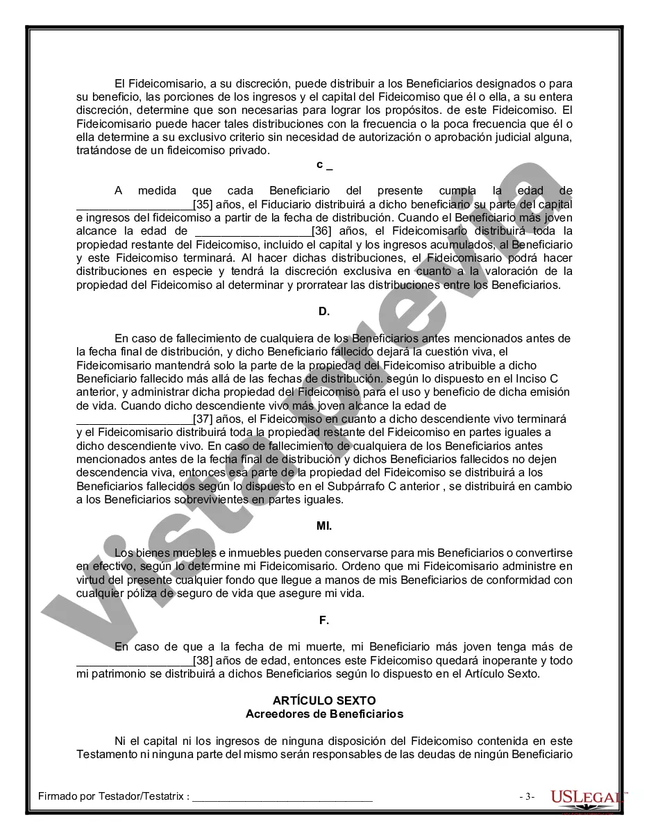 Preview Formulario de última voluntad y testamento legal para personas divorciadas que no se han vuelto a casar con hijos adultos y menores