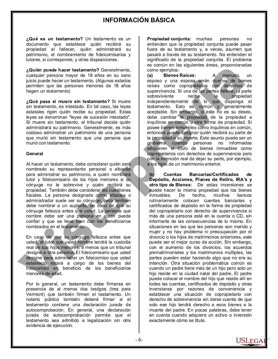 Preview Formulario de última voluntad y testamento legal para persona casada con hijos menores