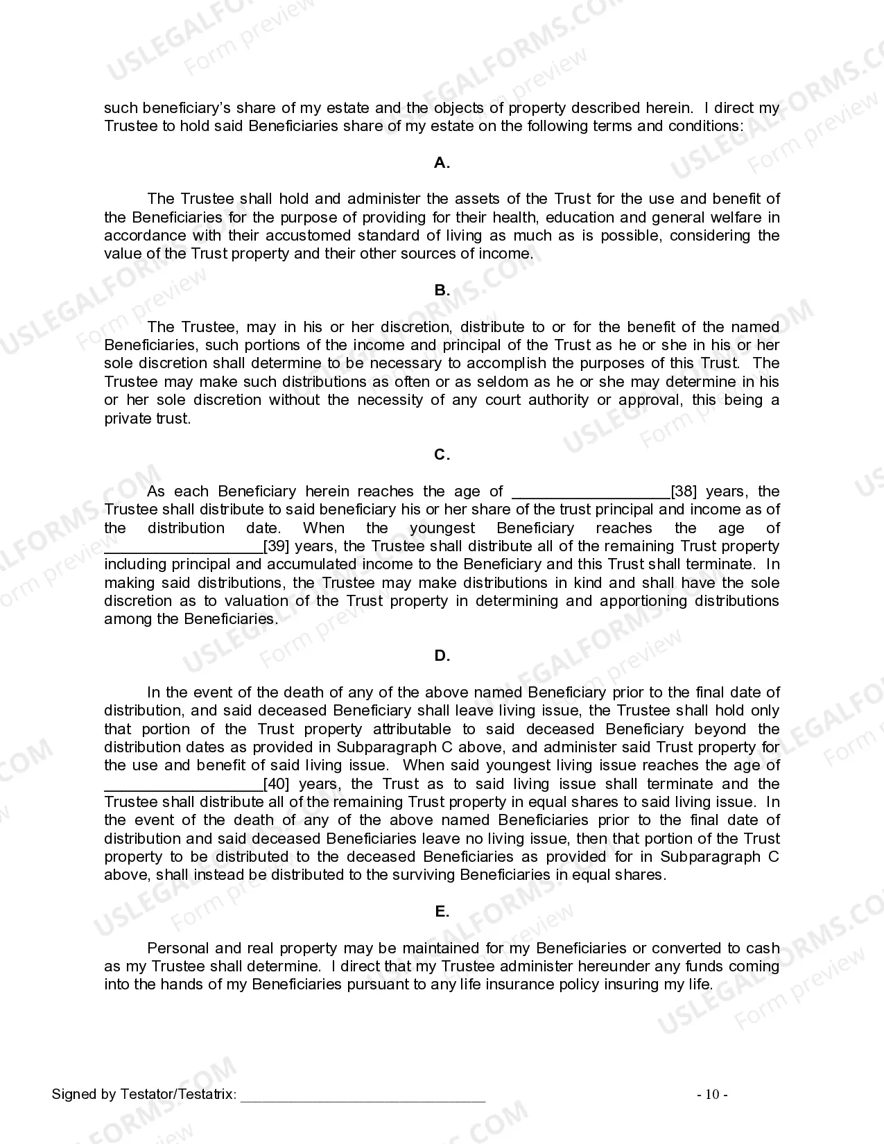 Preview Last Will and Testament for Married person with Minor Children