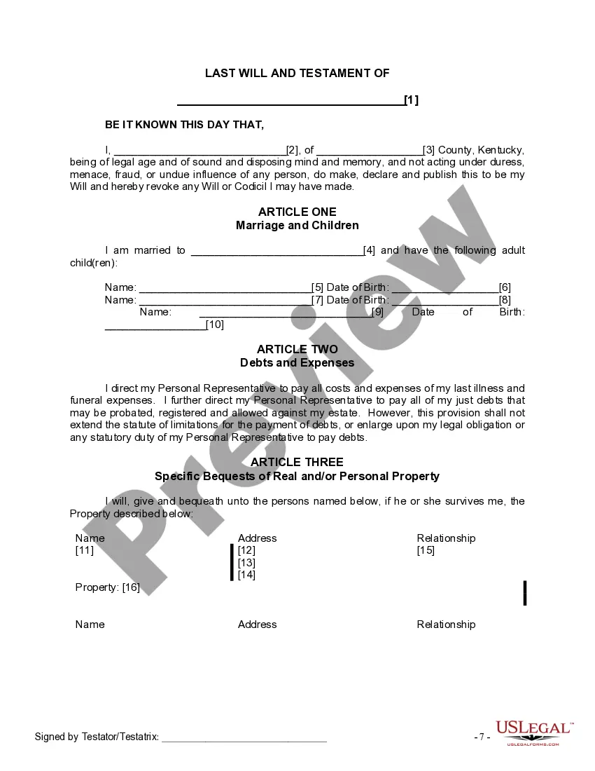 Preview Mutual Wills Package with Last Wills and Testaments for Married Couple with Adult Children
