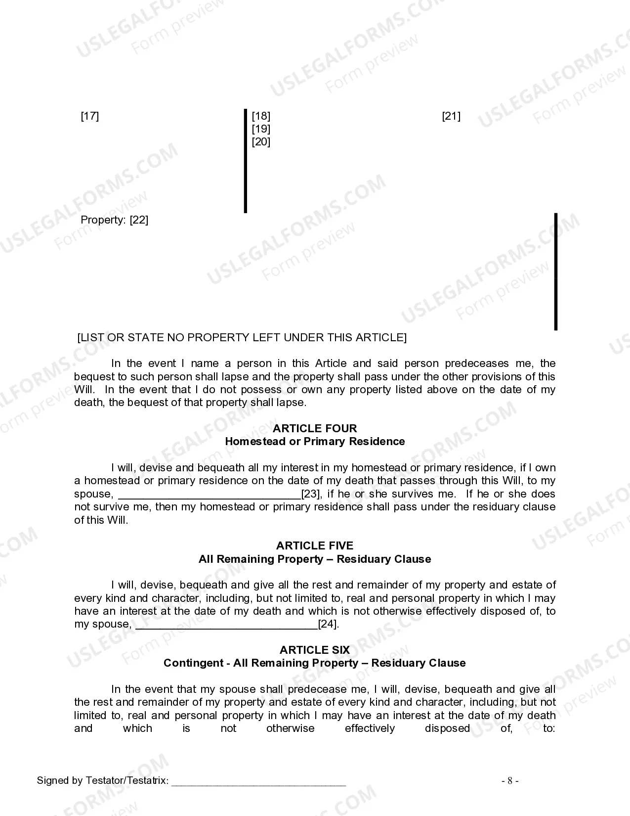 Preview Mutual Wills package with Last Wills and Testaments for Married Couple with No Children