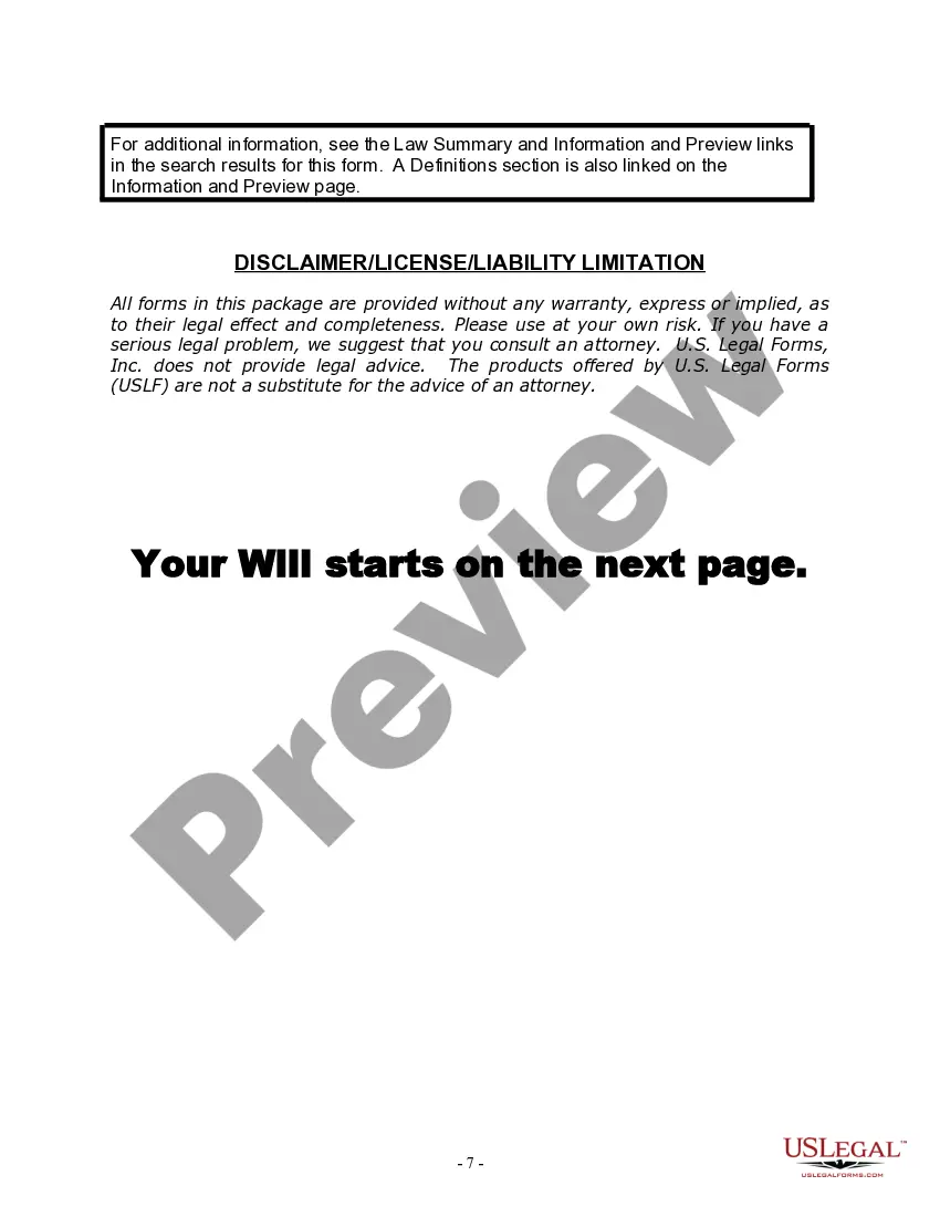 Preview Last Will and Testament for Married Person with Adult and Minor Children
