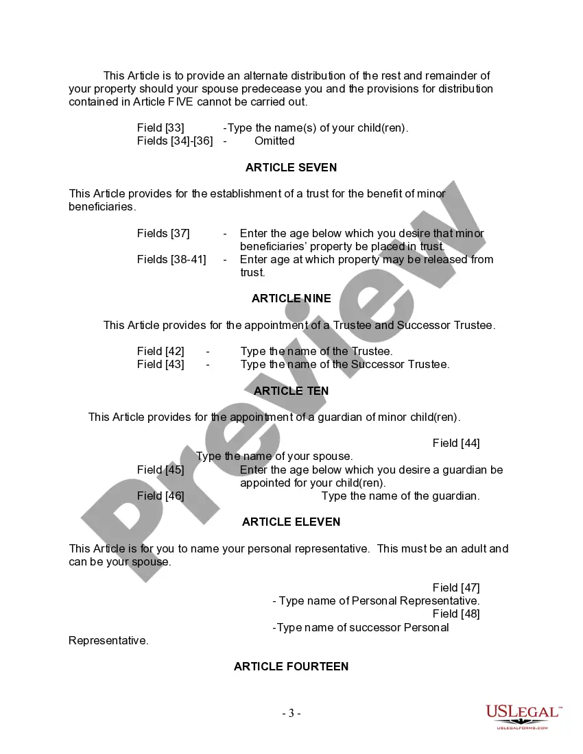 Preview Mutual Wills Package with Last Wills and Testaments for Married Couple with Adult and Minor Children