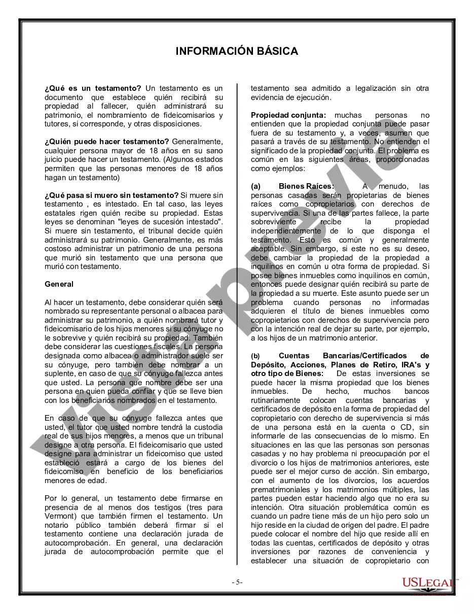 Preview Formulario Legal de Última Voluntad y Testamento para Viuda o Viudo con Hijos Menores