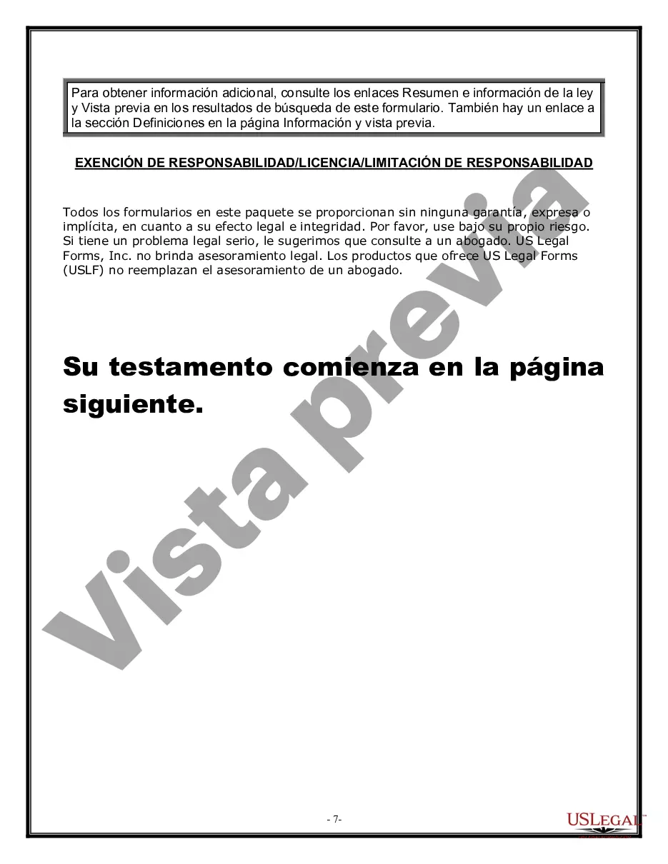 Preview Formulario Legal de Última Voluntad y Testamento para Viuda o Viudo con Hijos Menores