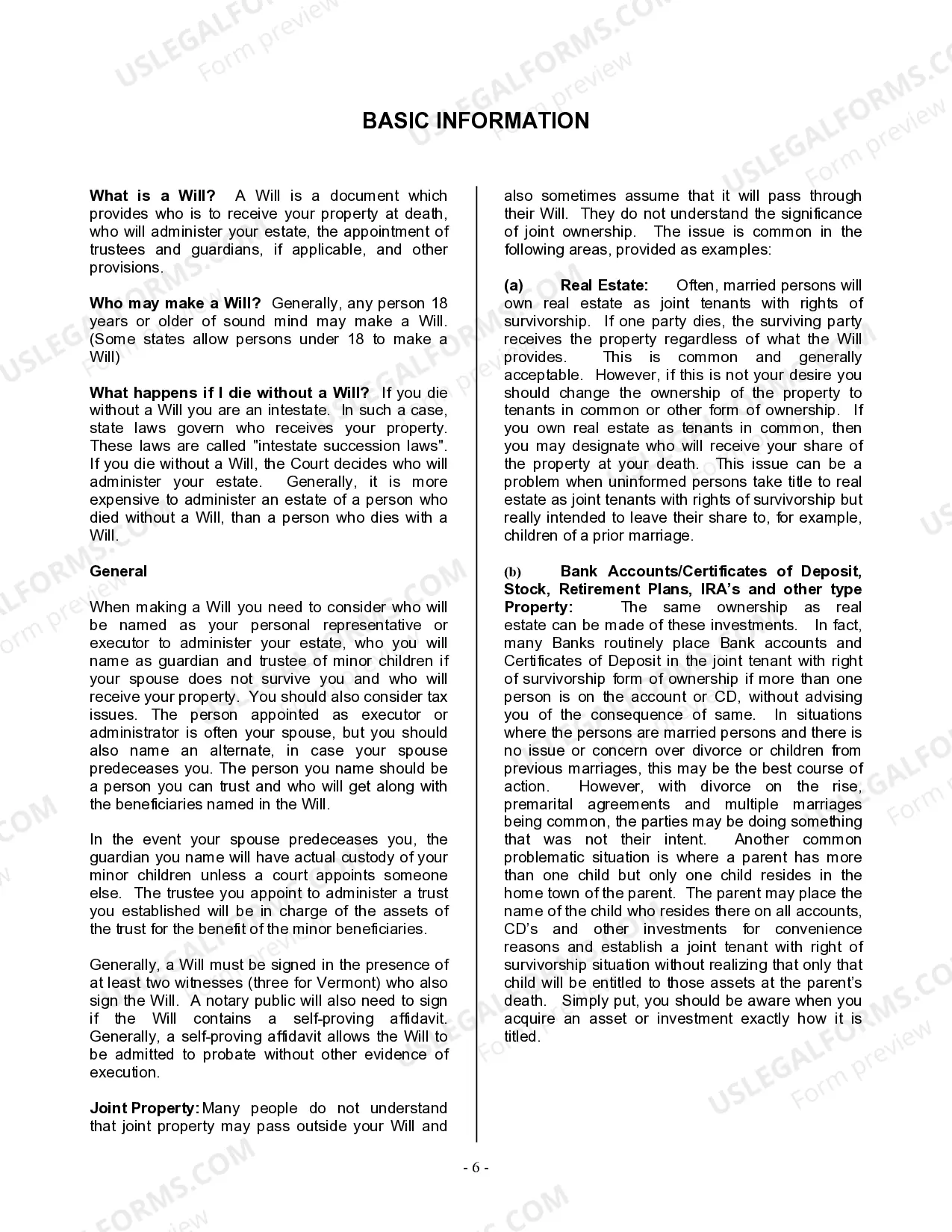 Preview Last Will and Testament for Widow or Widower with Minor Children