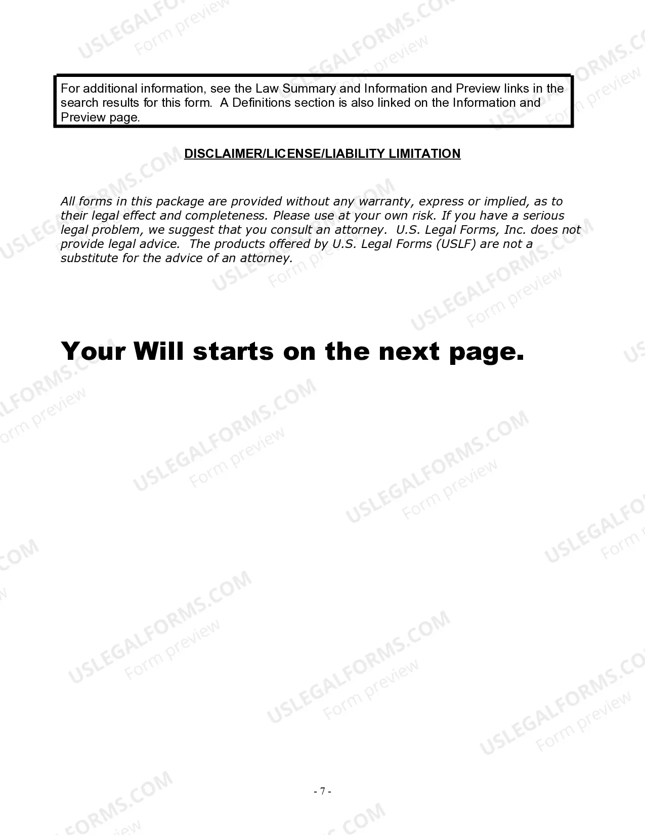 Preview Last Will and Testament for Widow or Widower with Minor Children