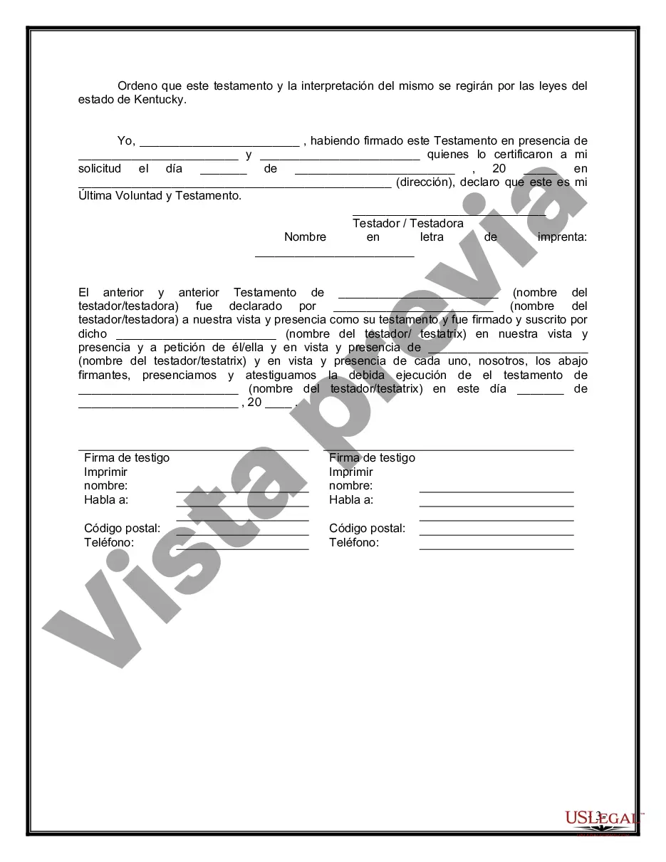Preview Último testamento legal y formulario de testamento con todos los bienes en fideicomiso llamado testamento invertido