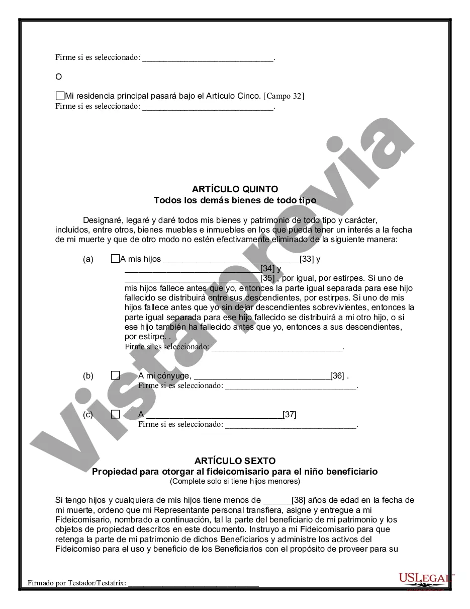 Preview Última voluntad y testamento para otras personas