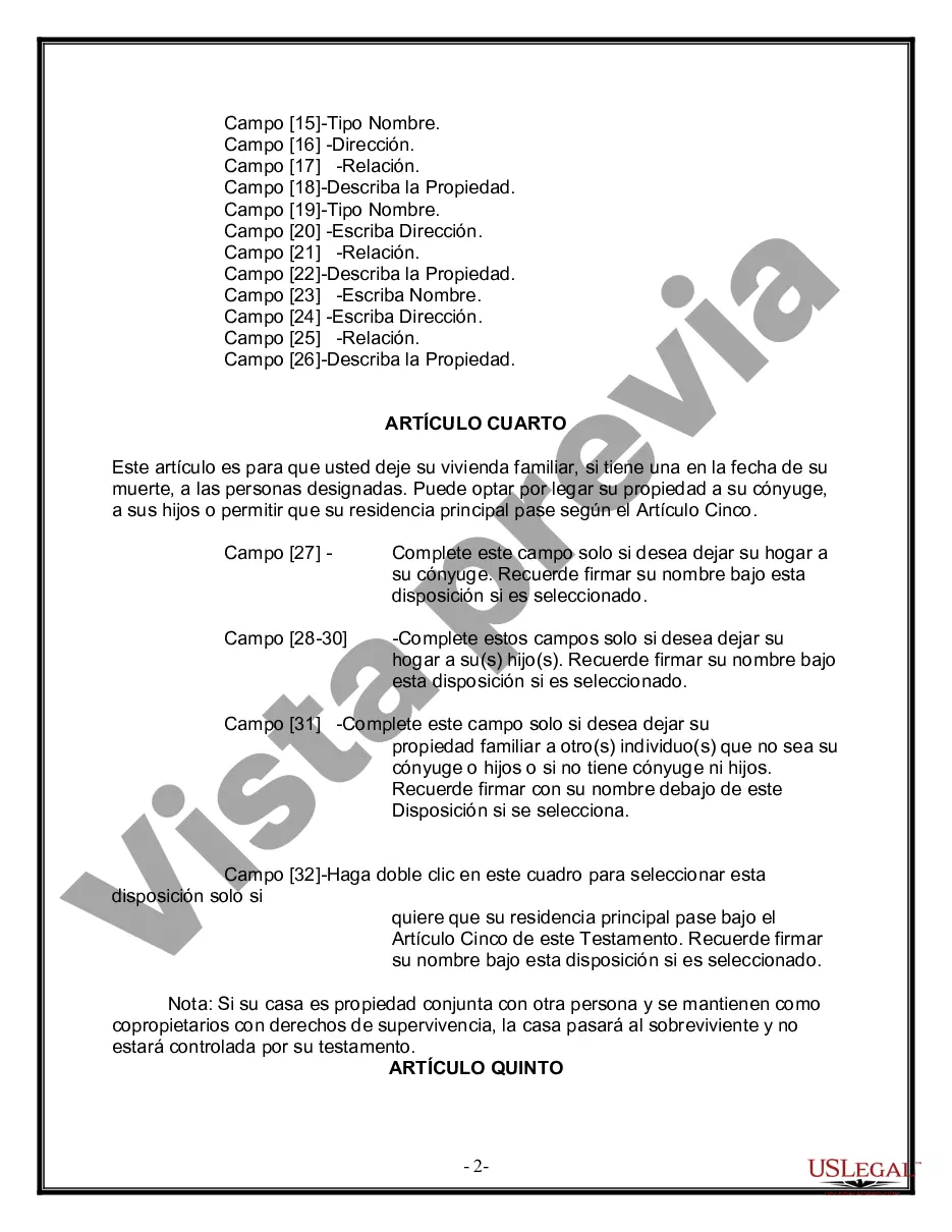 Preview Última voluntad y testamento para otras personas