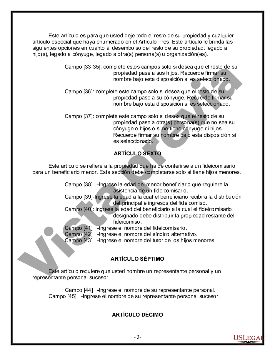 Preview Última voluntad y testamento para otras personas